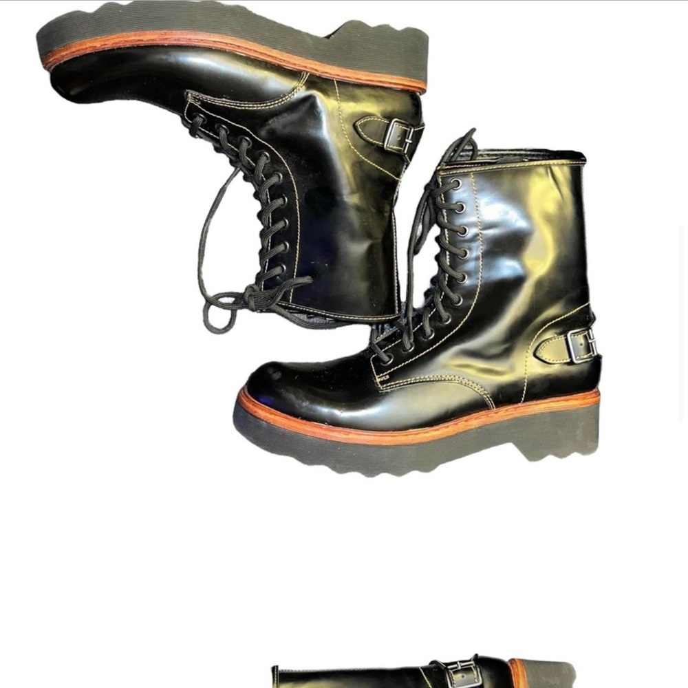 Coach Moto Hiker Black Leather Boots Size 11